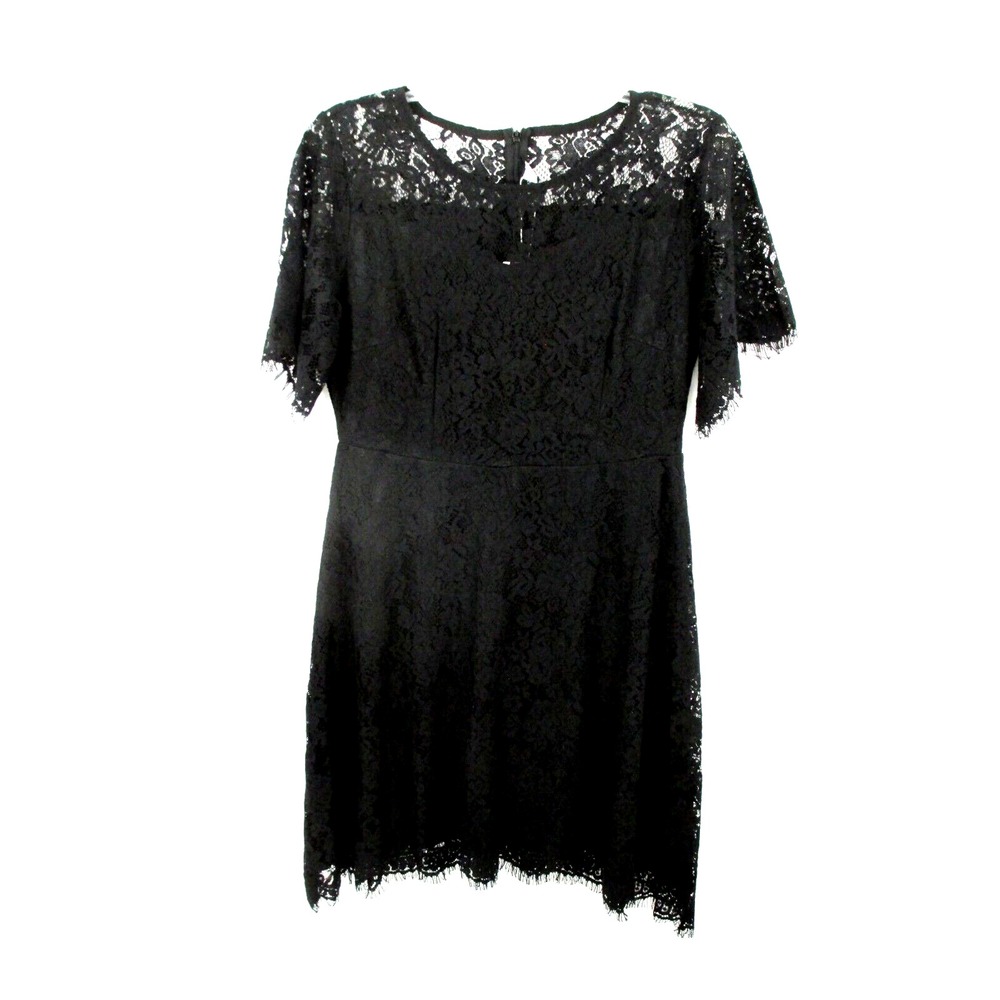 NWT MSLG Midi Shift Dress Women Med Black Lace Gothic Witchy Witch Core Whimsy